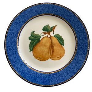 VICTORIA & BEALE Casual Blue Harvest Pear Salad Plates Rope Edge 7.5"